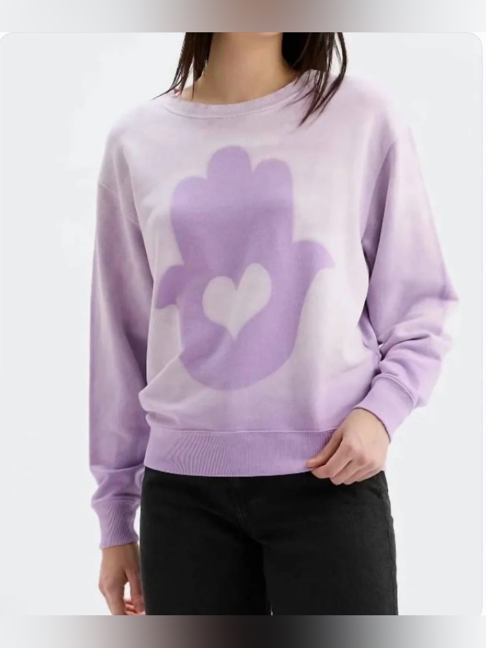 NWT CHRLDR Big Hamsa Heart Crewneck
Sweatshirt In Sunfaded
Orchid, Size XS